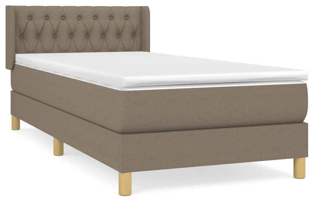 Κρεβάτι Boxspring με Στρώμα Taupe 90x190 εκ.Υφασμάτινο - Μπεζ-Γκρι