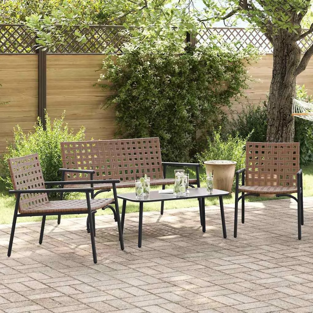 vidaXL Σέτ φαγητού για κήπο 4 pcs Καφέ συνθετικό ρατάν