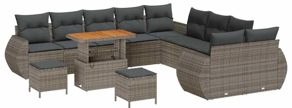 vidaXL Σετ Καναπέ Κήπου με μαξιλάρι 13 pcs Γκρι 90 x 55 x 71 cm