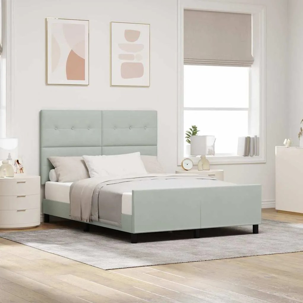 vidaXL Σκελετός Κρεβατιού Ανοιχτό γκρι 140 x 190 cm Βελούδο