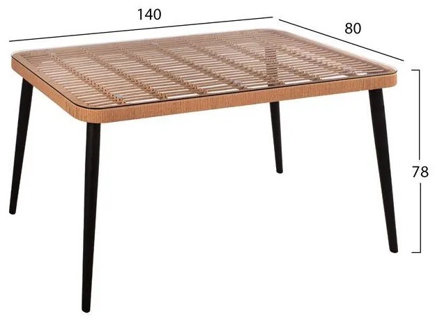 Σετ Κήπου Τραπεζαρία ALLEGRA C10490 5τεμ Μαύρο - Μπέζ με Τραπέζι 140x80x78 εκ. & 4 Καρέκλες Wicker