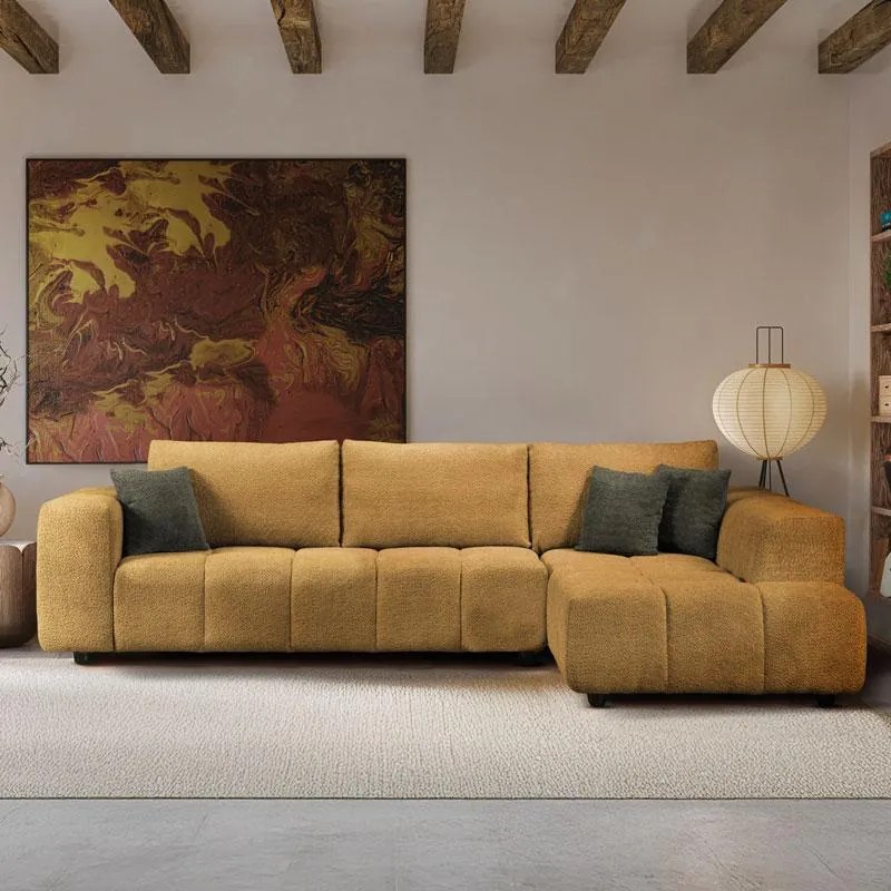 Γωνιακός Καναπές Orion Fylliana Δεξιά Γωνία Ώχρα 300x200x70 εκ. 300x200x70 εκ.