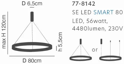 Γραμμικό Φωτιστικό SE LED SMART 80 AMAYA PENDANT WHITE Δ5 - 51W - 100W - 77-8142