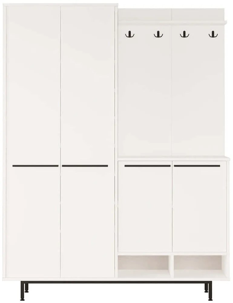 Έπιπλο Εισόδου Os 956LCS2832 147,4x35,5x195,6cm White Μοριοσανίδα, Μελαμίνη