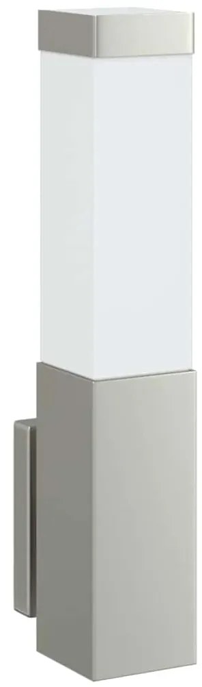 vidaXL Εξωτερικά Φωτιστικά Τοίχου 2 pcs Ασημί 10.5 x 6 x 35 εκ.