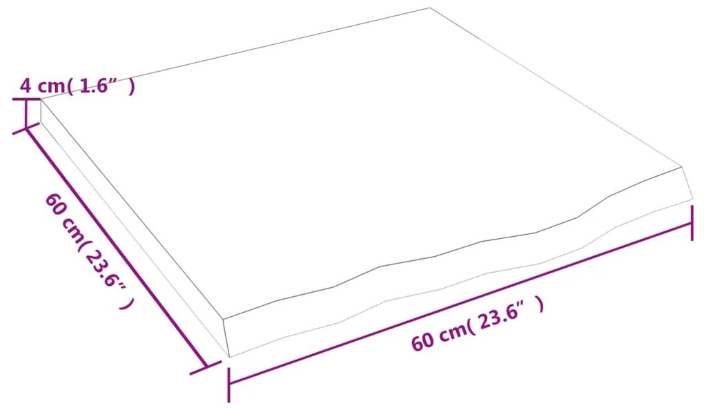 Πάγκος Μπάνιου 60 x 60 x (2-4) εκ. από Ακατέργαστο Μασίφ Ξύλο - Καφέ