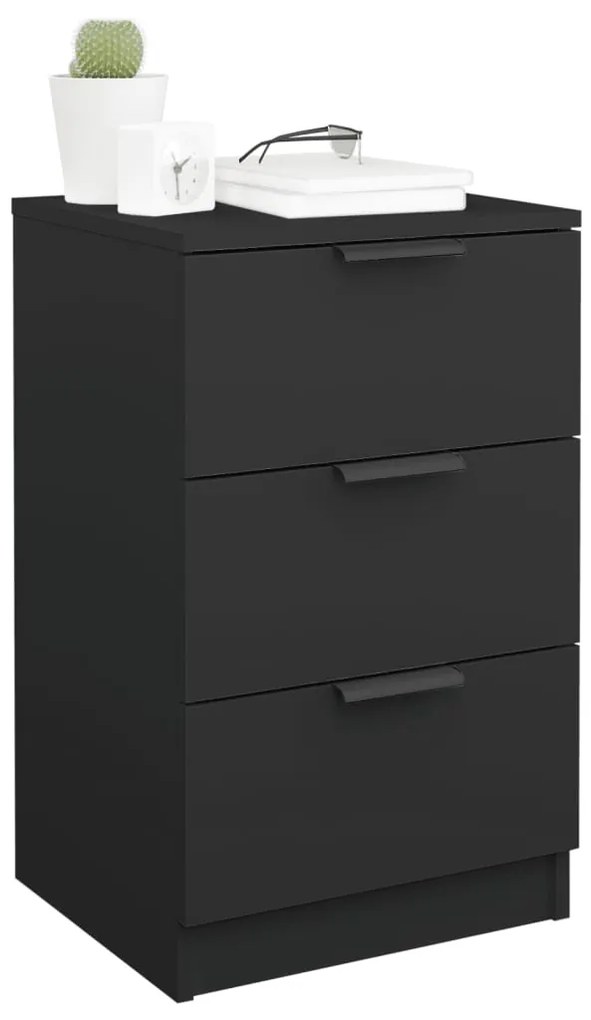 vidaXL Κομοδίνα 2 τεμ. Μαύρα 40 x 36 x 65 εκ.