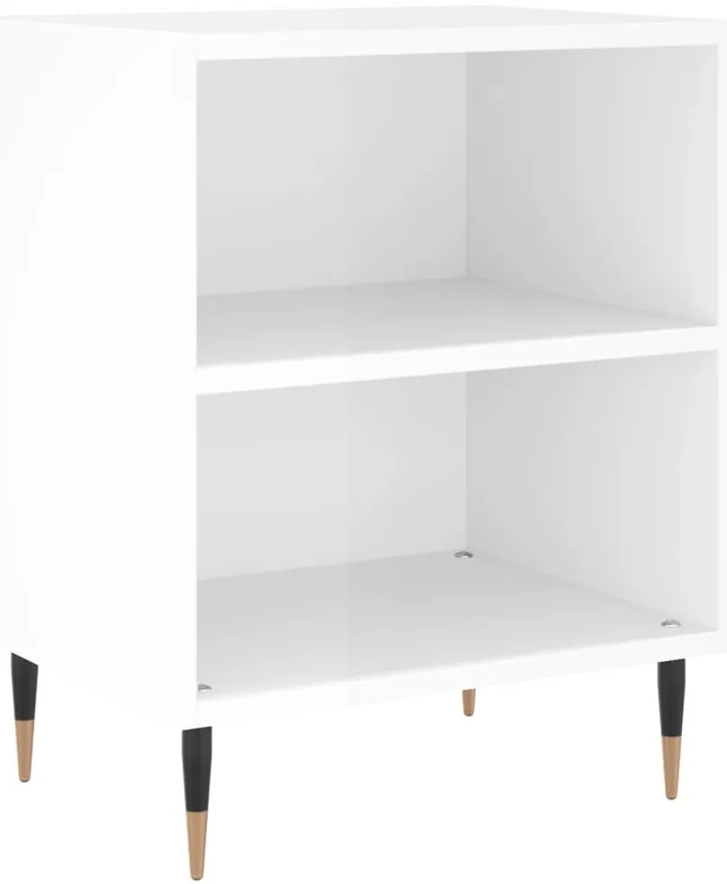 vidaXL Κομοδίνο Γυαλ. Λευκό 40 x 30 x 50 εκ. από Επεξεργασμένο Ξύλο