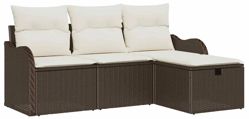 vidaXL Σετ Καναπέ Κήπου με μαξιλάρι 4 pcs Καφέ Πολυ ράταν