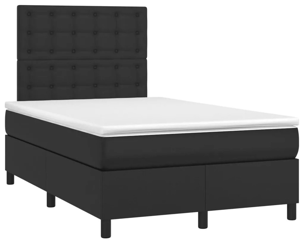 vidaXL Κρεβάτι Boxspring με Στρώμα Μαύρο 120x190εκ.από Συνθετικό Δέρμα