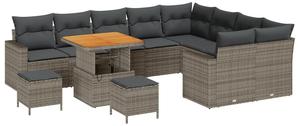 vidaXL Σετ Καναπέ Κήπου 12 pcs Γκρι συνθετικό ρατάν