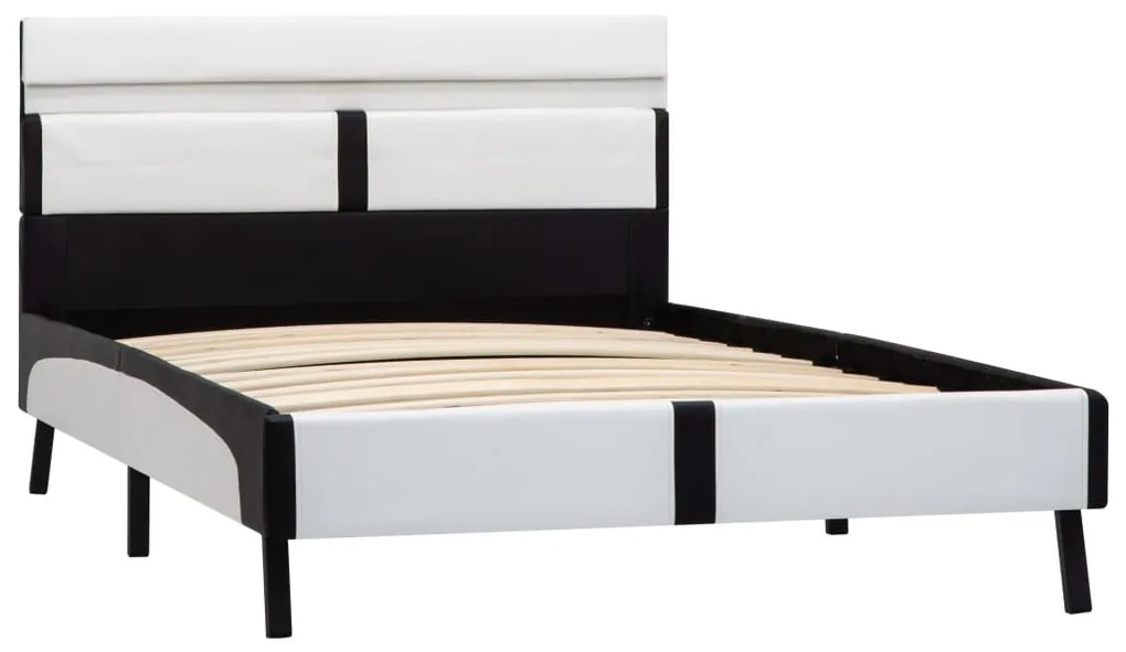 vidaXL Πλαίσιο Κρεβατιού με LED Ασπρόμαυρο 90x200 εκ. Συνθετικό Δέρμα