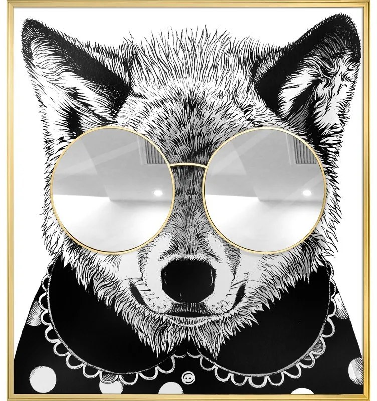 Supergreens Πίνακας "Racoon Thug Life" με Ασημί καθρέφτη MDF/Καμβάς 118x130 εκ.