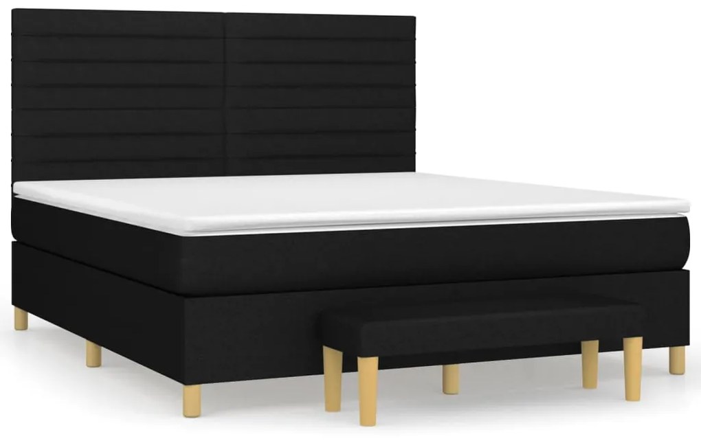 Κρεβάτι Boxspring με Στρώμα Μαύρο 180x200 εκ. Υφασμάτινο - Μαύρο