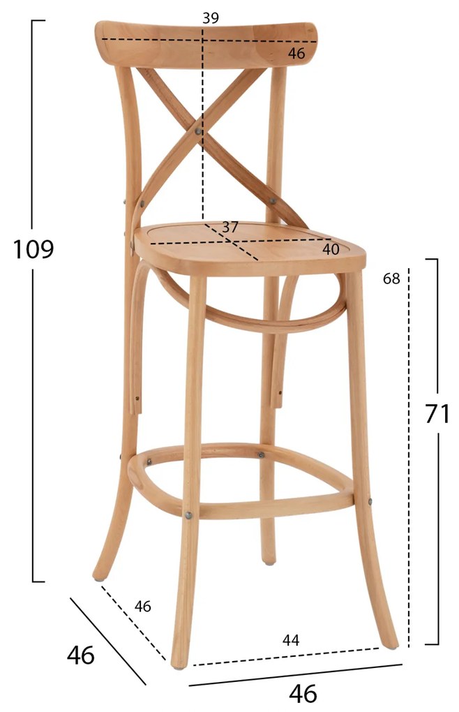 ΣΚΑΜΠΟ ΞΥΛΙΝΟ GIOLIANA HM8750.01 ΑΠΟ ΟΞΙΑ ΦΥΣΙΚΟ ΜΕ PLYWOOD ΚΑΘΙΣΜΑ 46x46x109Υ εκ. - 0605360 - HM8750.01