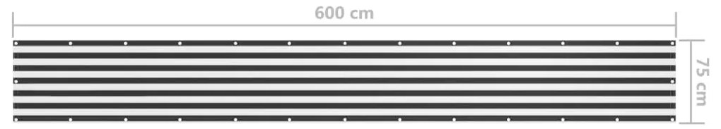 vidaXL Διαχωριστικό Βεράντας Ανθρακί/Λευκό 75 x 600 εκ. Ύφασμα Oxford