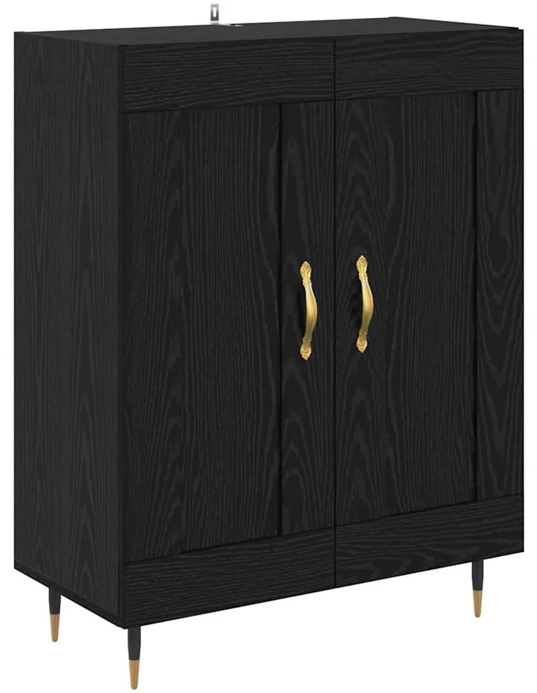 vidaXL Highboard Μαύρη δρυς 69,5 x 34 x 180 εκ. Επεξεργασμένο ξύλο