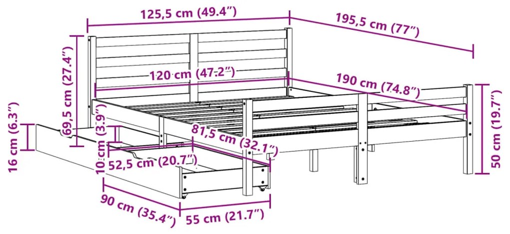 ΣΚΕΛΕΤΟΣ ΚΡΕΒ. ΧΩΡΙΣ ΣΤΡΩΜΑ ΛΕΥΚΟ 120X190 ΕΚ ΜΑΣΙΦ ΠΕΥΚΟ 3301599