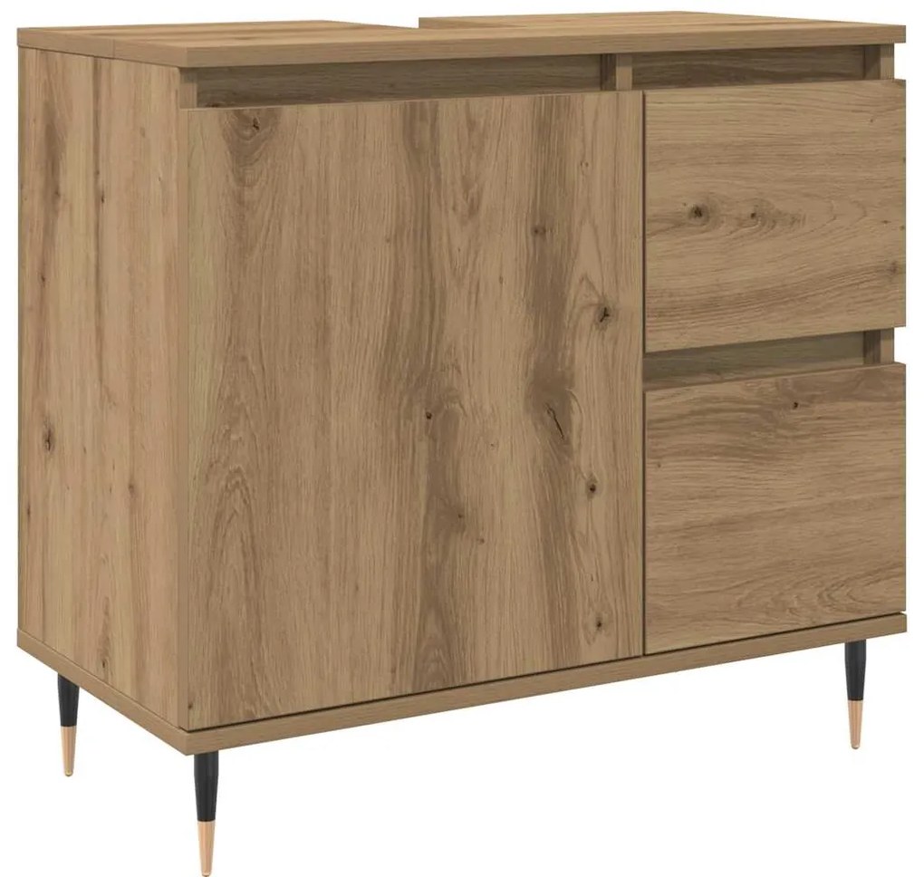 vidaXL Ντουλάπι Μπάνιου τεχνίτης Δρυς 65x33x60 εκ. Επεξεργασμένο Ξύλο