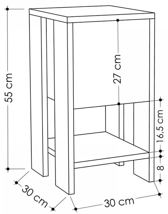 Κομοδίνο μελαμίνης Ema Megapap χρώμα ανθρακί 30x30x55εκ.