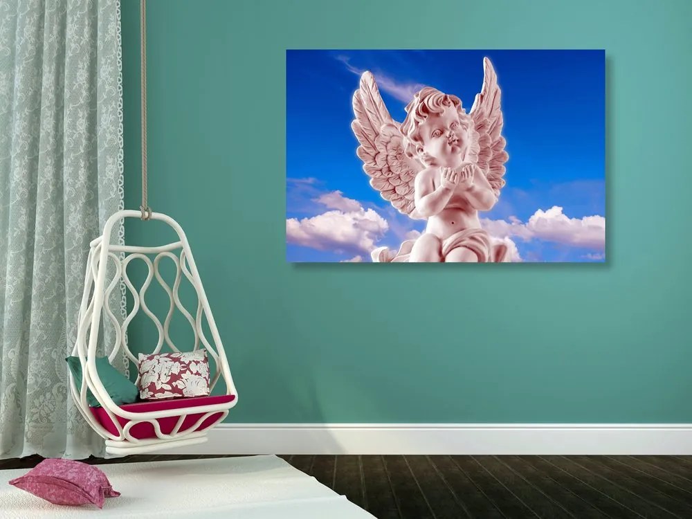 Εικόνα ενός ροζ αγγέλου φροντίδας στον ουρανό - 120x80