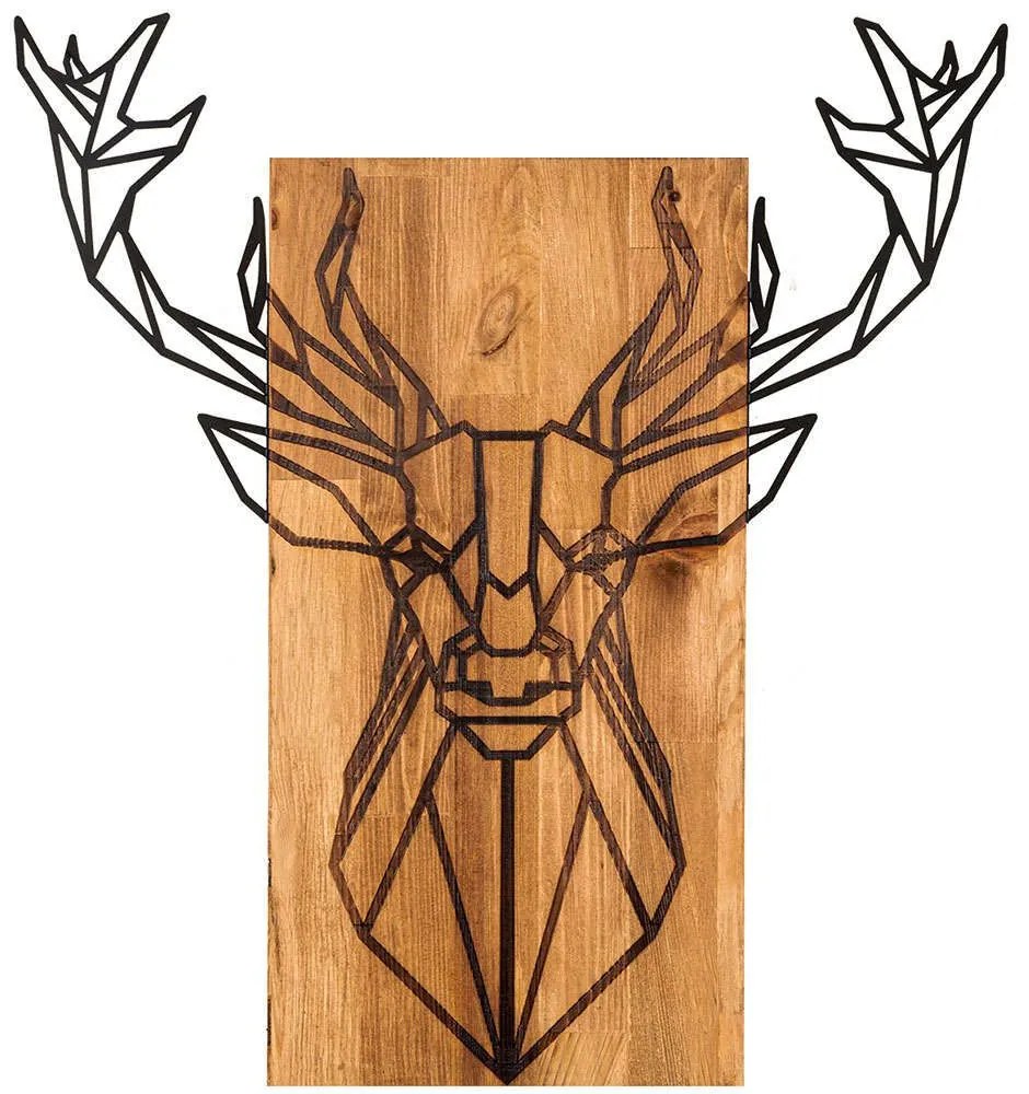 Διακοσμητικό Τοίχου Deer 279ENZ1806 61x66cm Black-Walnut Wallity Μέταλλο,Ξύλο