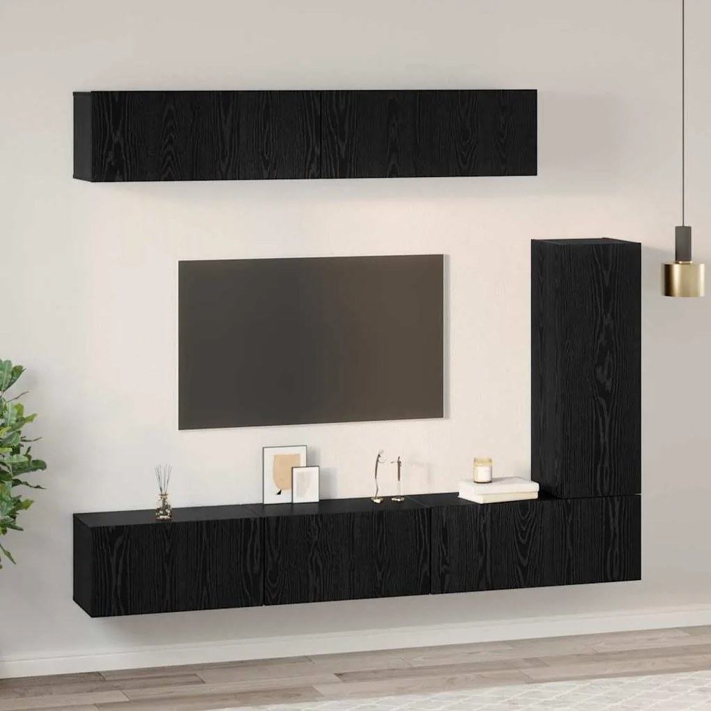 vidaXL Σετ επίπλου τηλεόρασης 6 pcs Μαύρη δρυς 30.5 x 30 x 90 cm