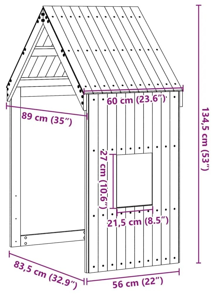 Οροφή Κρεβατιού Παιδική 60x89x134,5 εκ. από Μασίφ Ξύλο Πεύκου - Καφέ