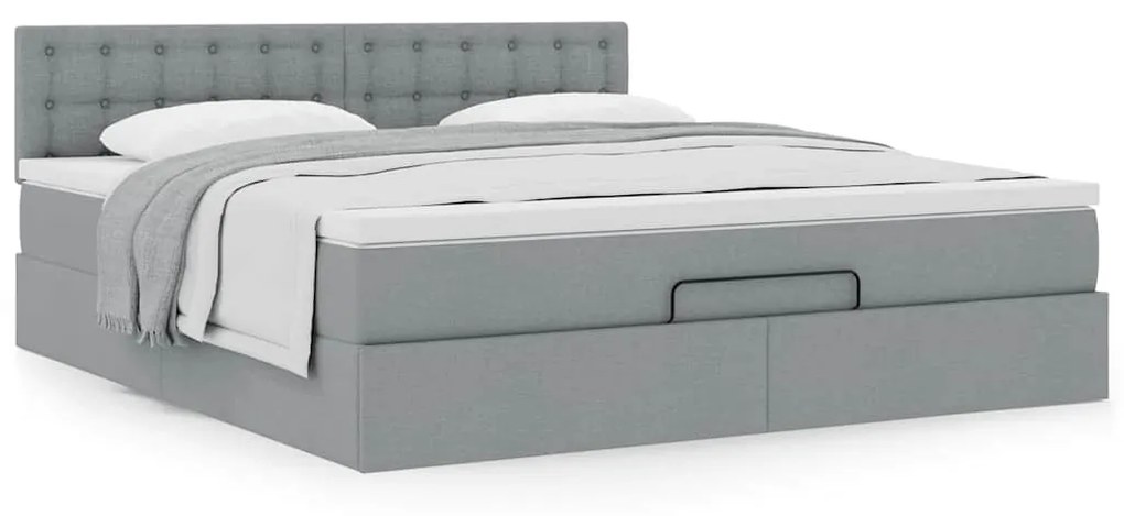 Οθωμανικό κρεβάτι με στρώμα ανοιχτό γκρι 180x200cm ύφασμα