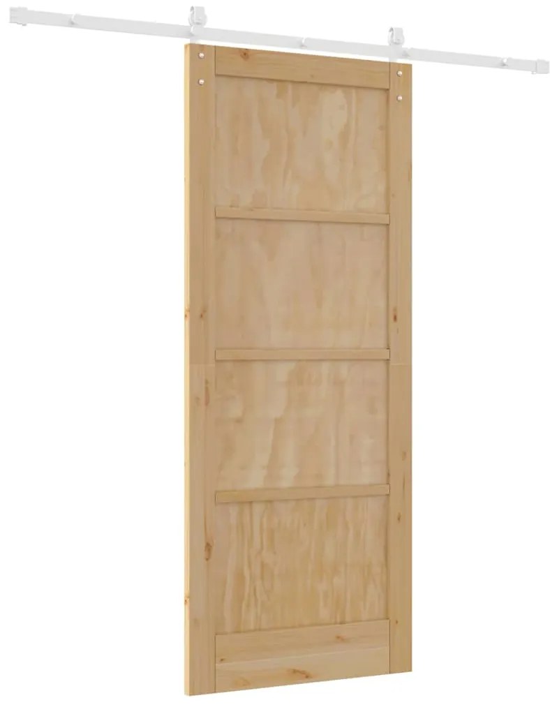 vidaXL Συρόμενη Πόρτα Καφέ 83 x 202 εκ. Στερεά ξυλεία πεύκου