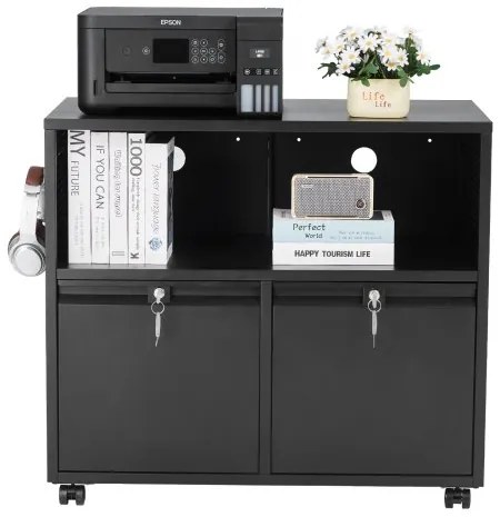 VEVOR 2 Drawers Lateral Metal File Cabinet with Lock and Hanging Rod Black