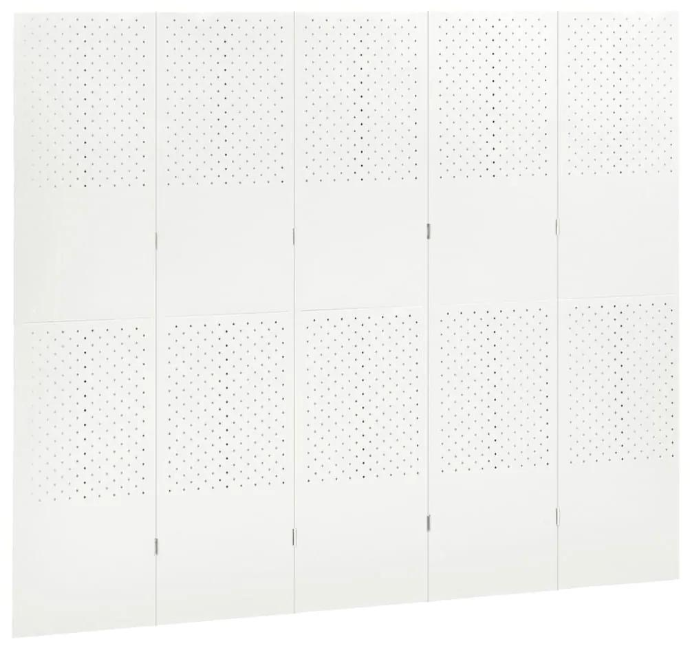 Διαχωριστικό Δωματίου με 5 Πάνελ Λευκό 200 x 180 εκ. από Ατσάλι - Λευκό