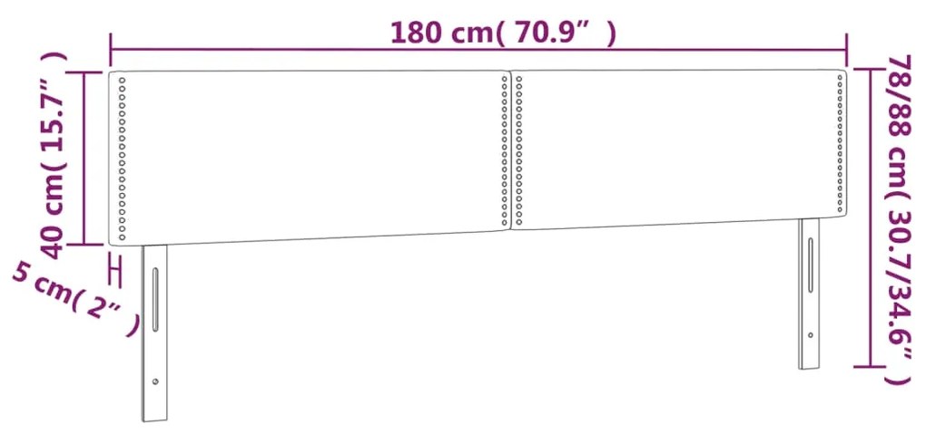 Κεφαλάρια Κρεβατιού 2 τεμ. Σκούρο Γκρι 90x5x78/88 εκ. Βελούδινο - Γκρι