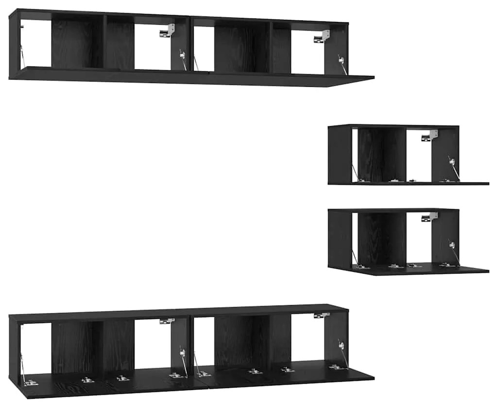 vidaXL Σετ επίπλου τηλεόρασης 6 pcs Μαύρη δρυς 80 x 30 x 30 εκ