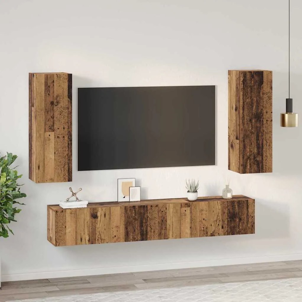 vidaXL Σετ επίπλου τηλεόρασης 4 pcs Παλαιό ξύλο 30.5 x 30 x 90 cm