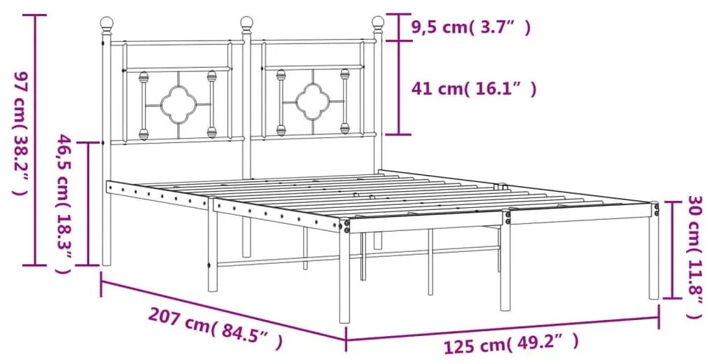 Πλαίσιο Κρεβατιού με Κεφαλάρι Λευκό 120 x 200εκ. Μέταλλο - Λευκό