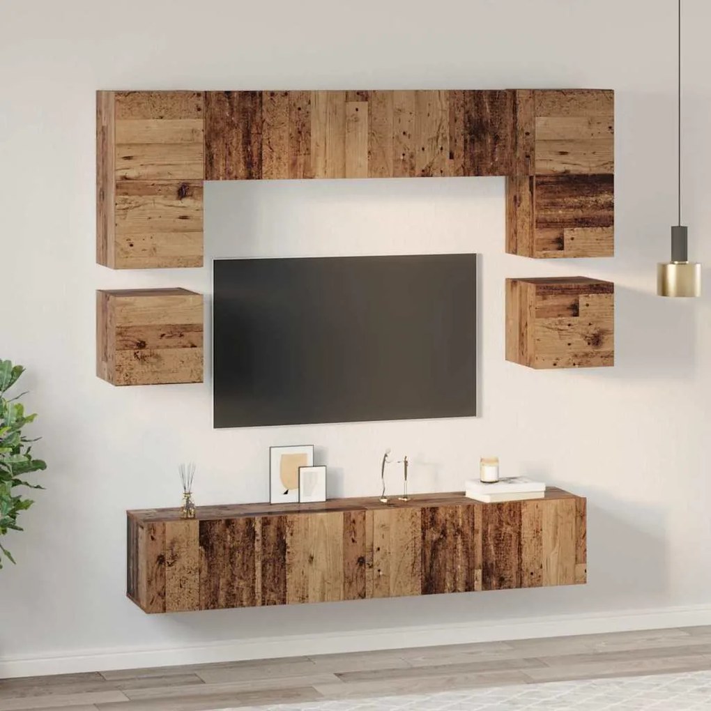 vidaXL Σετ επίπλου τηλεόρασης 8 pcs Παλαιό ξύλο 80 x 30 x 30 εκ