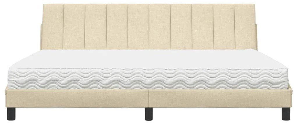 vidaXL Κρεβάτι με Στρώμα Hanko Κρεμ 200x200 εκ. Υφασμάτινο