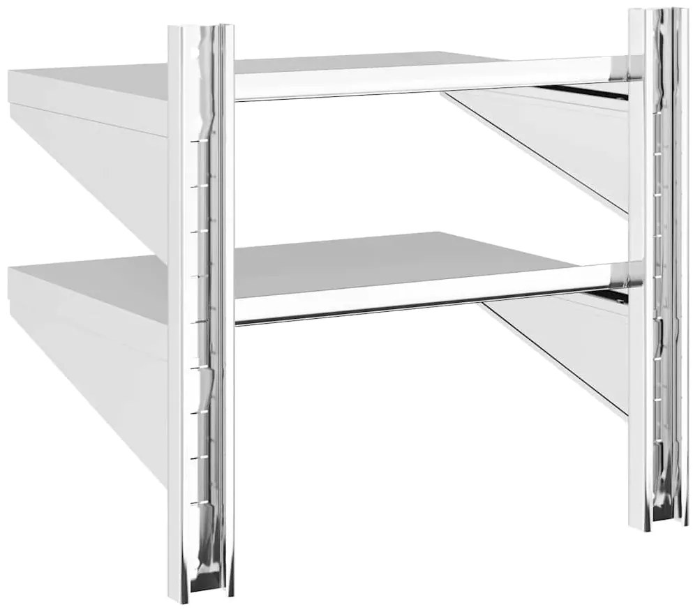 vidaXL Ράφι Τοίχου 2 Επιπ. Ασημί 50x40x48 εκ. Ανοξείδωτο Ατσάλι