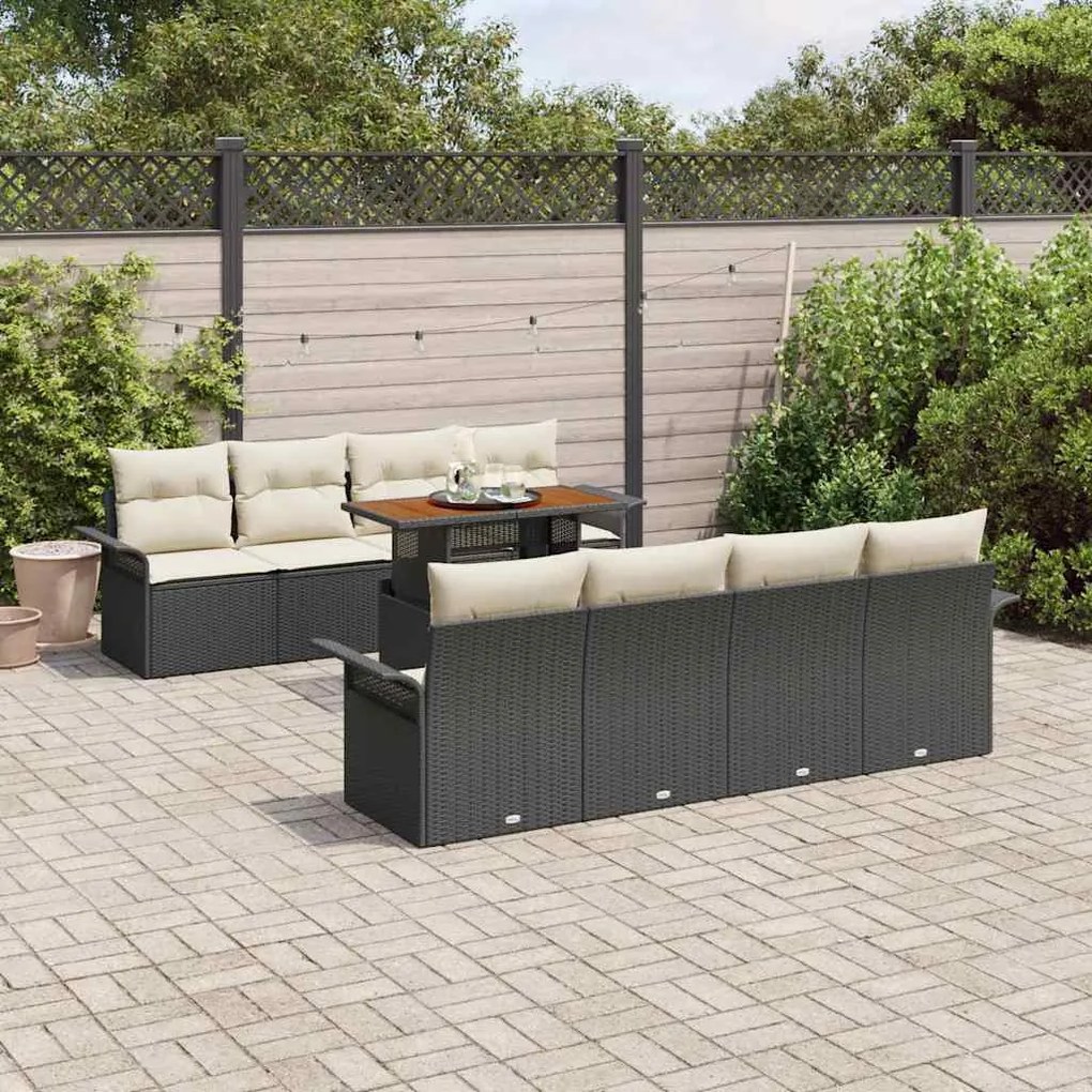 vidaXL Σετ Καναπέ Κήπου 7 pcs Μαύρο και κρεμ 100 x 55 x 73 εκ