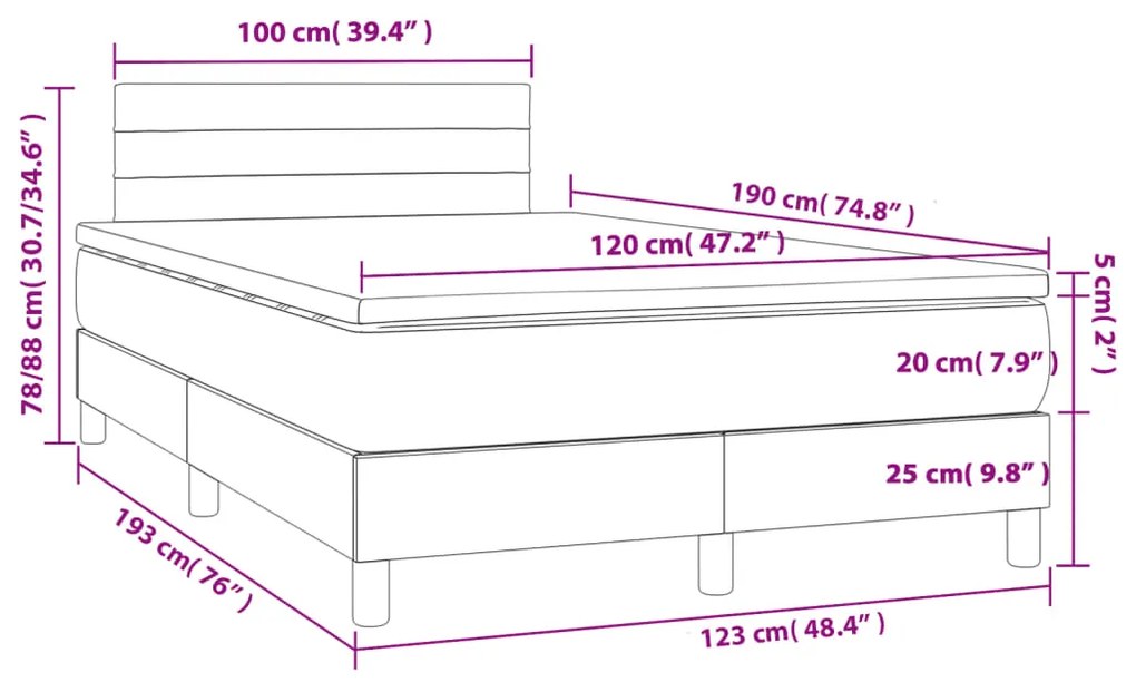 ΚΡΕΒΑΤΙ BOXSPRING ΜΕ ΣΤΡΩΜΑ ΑΝΟΙΧΤΟ ΓΚΡΙ 120X190 ΕΚ. ΥΦΑΣΜΑΤΙΝΟ 3269730