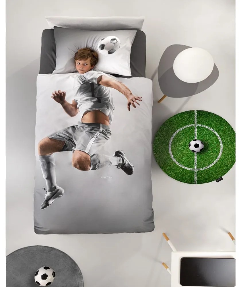 Σεντόνια Παιδικά Striker (Σετ 3τμχ) Grey Saint Clair Μονό 170x250cm 100% Cotton