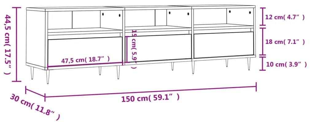 ΈΠΙΠΛΟ ΤΗΛΕΟΡΑΣΗΣ ΜΑΥΡΟ 150X30X44,5 ΕΚ. ΕΠΕΞΕΡΓΑΣΜΕΝΟ ΞΥΛΟ 831269