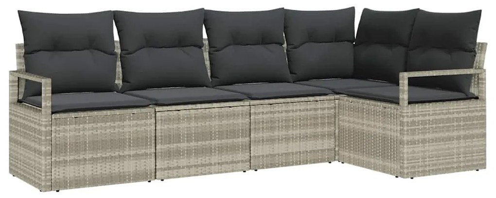 vidaXL Σετ Καναπέ Κήπου 5 pcs Ανοιχτό γκρι Πολυ rattan, βαμμένο ατσάλι