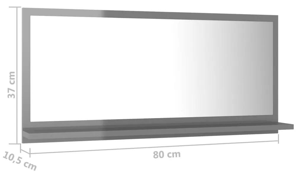 Καθρέφτης Μπάνιου Γυαλιστερό Γκρι 80x10,5x37 εκ. Μοριοσανίδα - Γκρι