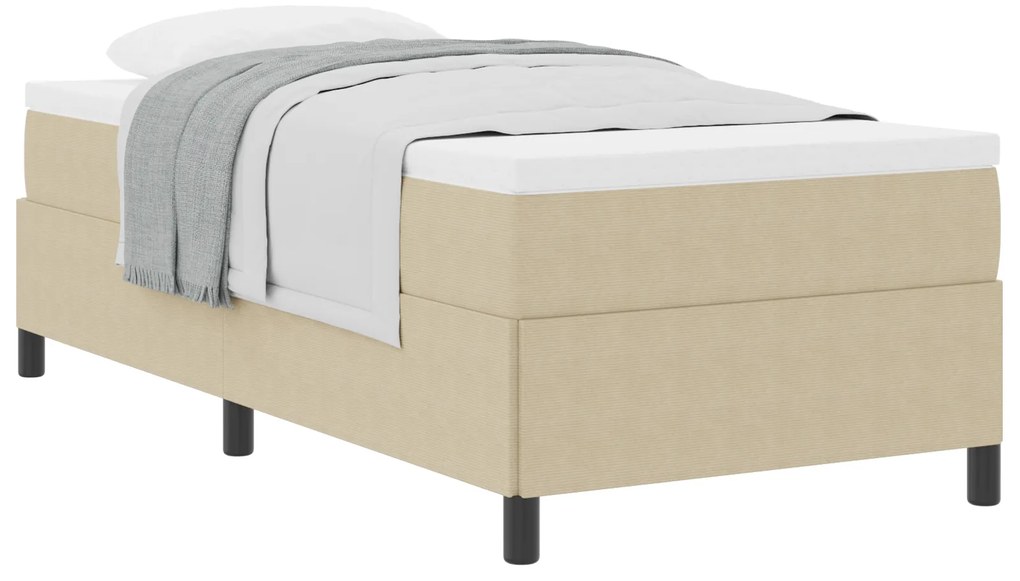 vidaXL Κρεβάτι Φωτεινό Πράσινο Γκρι 90x190 εκ. Καπιτονέ Ύφασμα