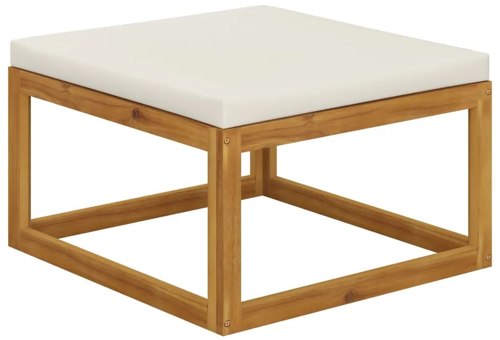 vidaXL Υποπόδιο απο Μασίφ Ξύλο Ακακίας με Κρεμ Μαξιλάρι