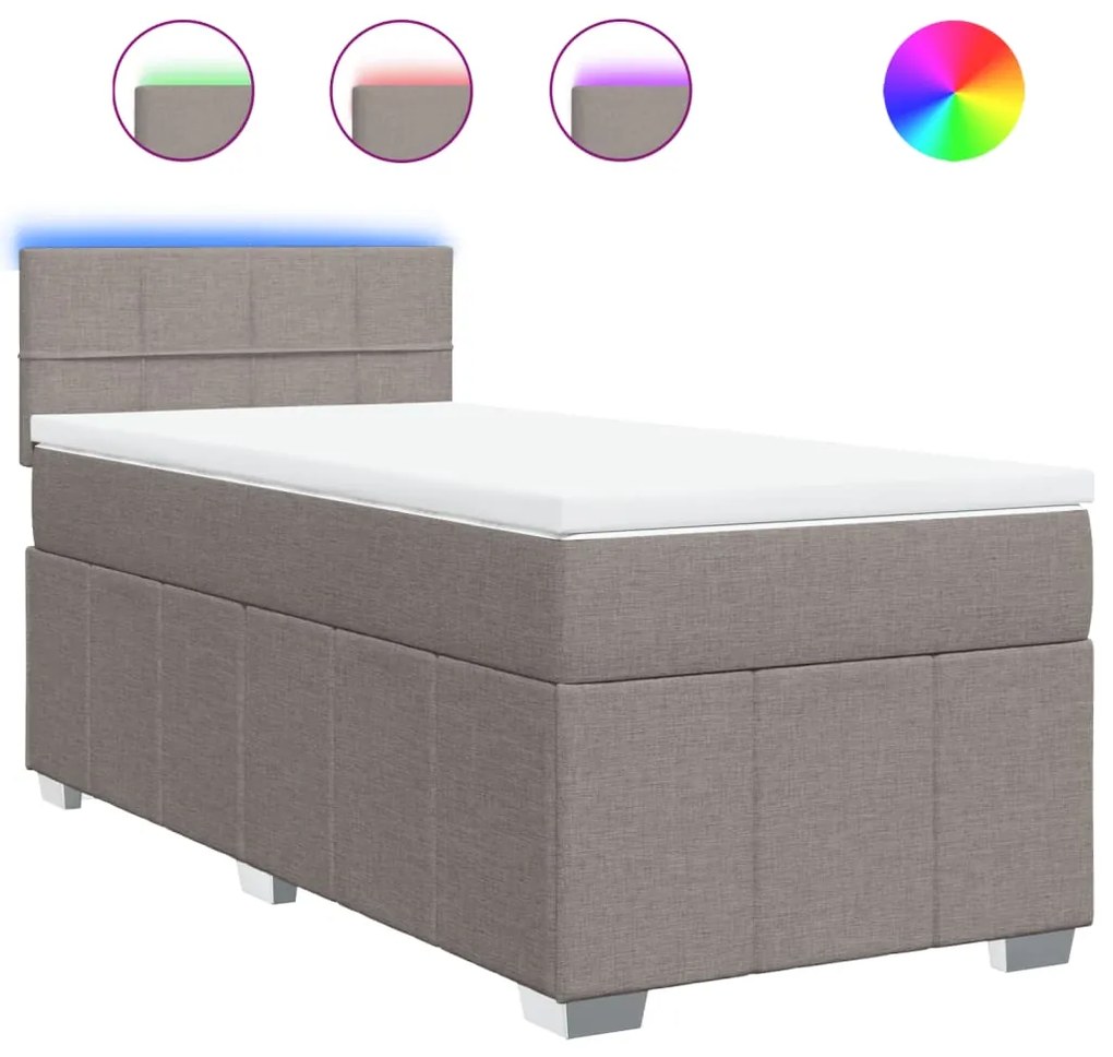 vidaXL Κρεβάτι Boxspring με Στρώμα Taupe 80x200 εκ. Υφασμάτινο