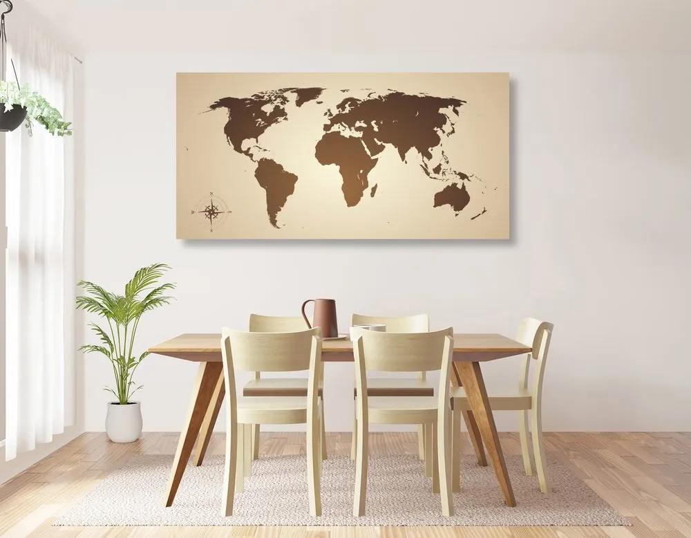 Εικόνα στον παγκόσμιο χάρτη φελλού σε αποχρώσεις του καφέ - 100x50  peg