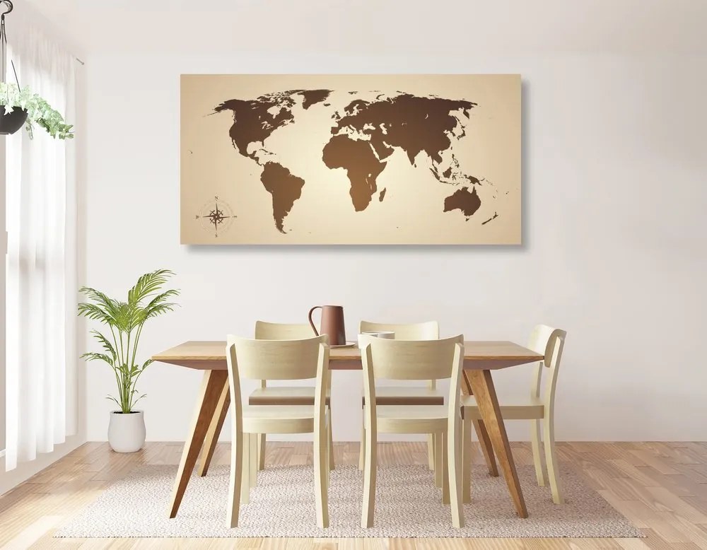 Εικόνα στον παγκόσμιο χάρτη φελλού σε αποχρώσεις του καφέ - 120x60  wooden
